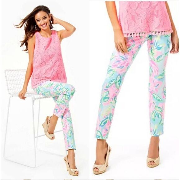 Lilly Pulitzer Kelly High Rise Skinny Ankle Pant Multicolor Totally Blossom Wome - Picture 2 of 16